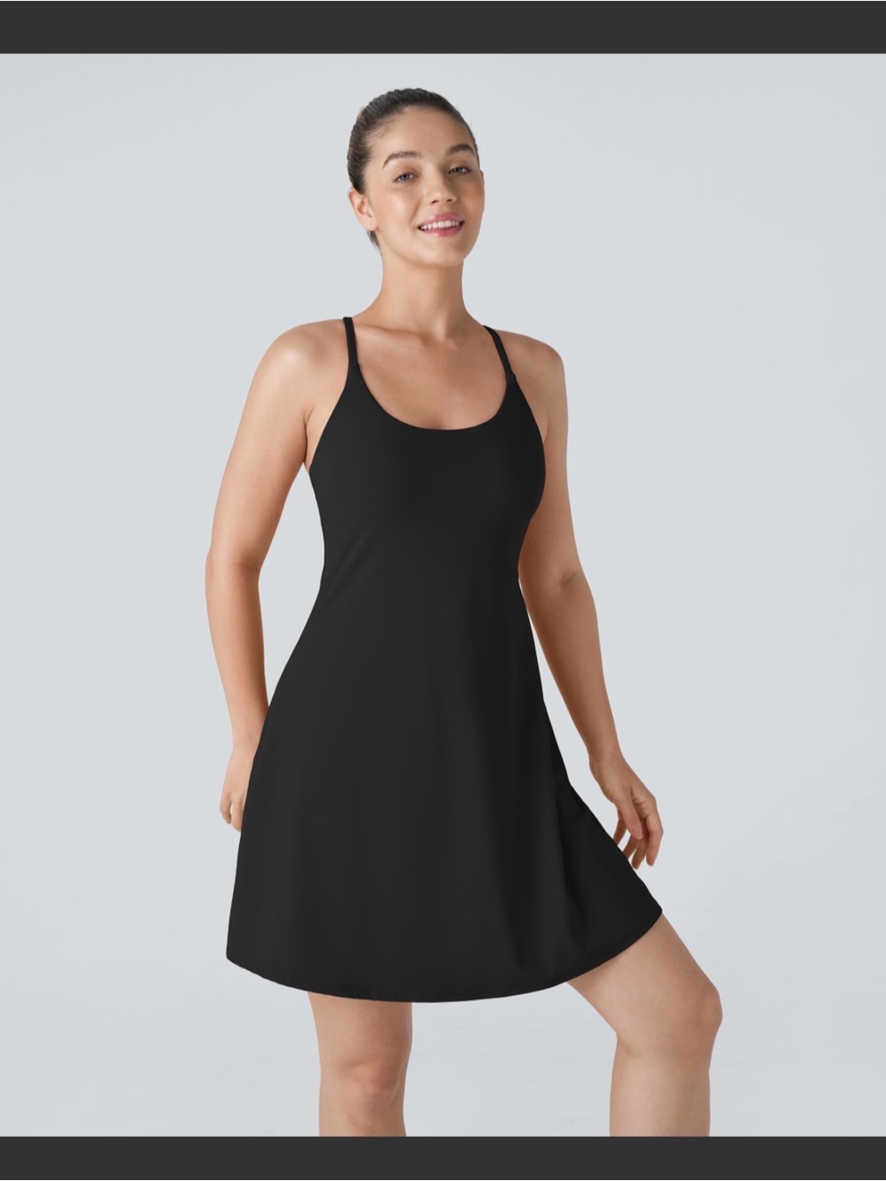 Halara Easy Peezy Dress SoftlyZero Black Dress Long Length Activewear Shorts